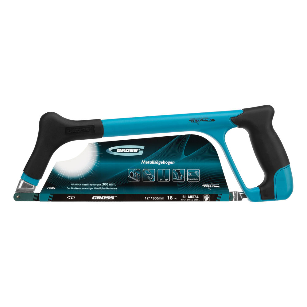 Ножовка по металлу Piranha, 300 мм, трехкомпонентная металлопластиковая рамка Gross
