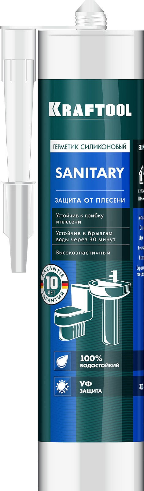 Санитарный силиконовый герметик SANITARY, 300 мл, белый KRAFTOOL 41255-0