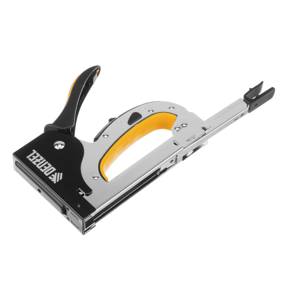 Степлер мебельный, стальной корпус, быстрая загрузка, регул. силы удара, тип 53, 4-14 мм Denzel (40211)