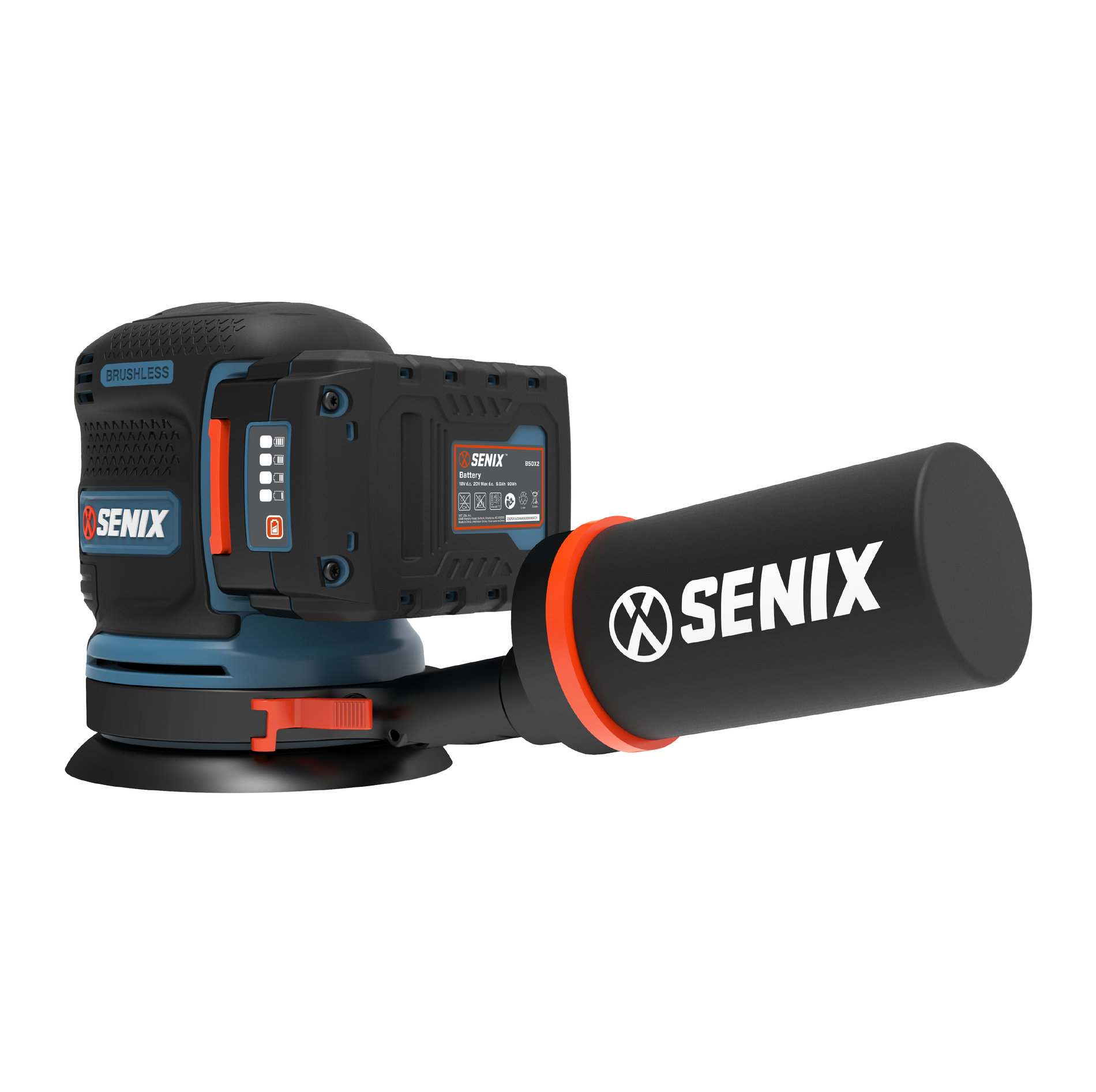 Орбитальная (эксцентриковая) шлифмашина, бесщ.дв., 125 мм, без АКБ и ЗУ X2 20В