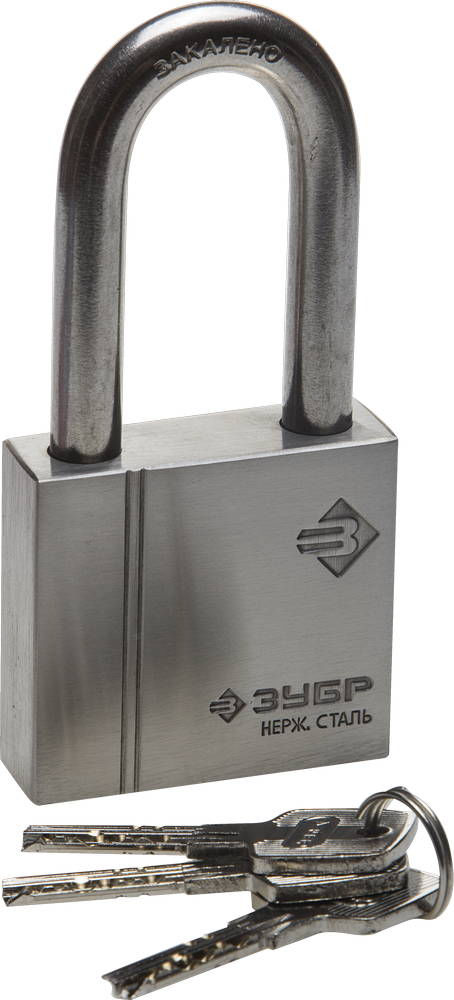 Замок навесной 60 мм, нержавеющая сталь, удлиненная дужка ЗУБР 37290-60-1