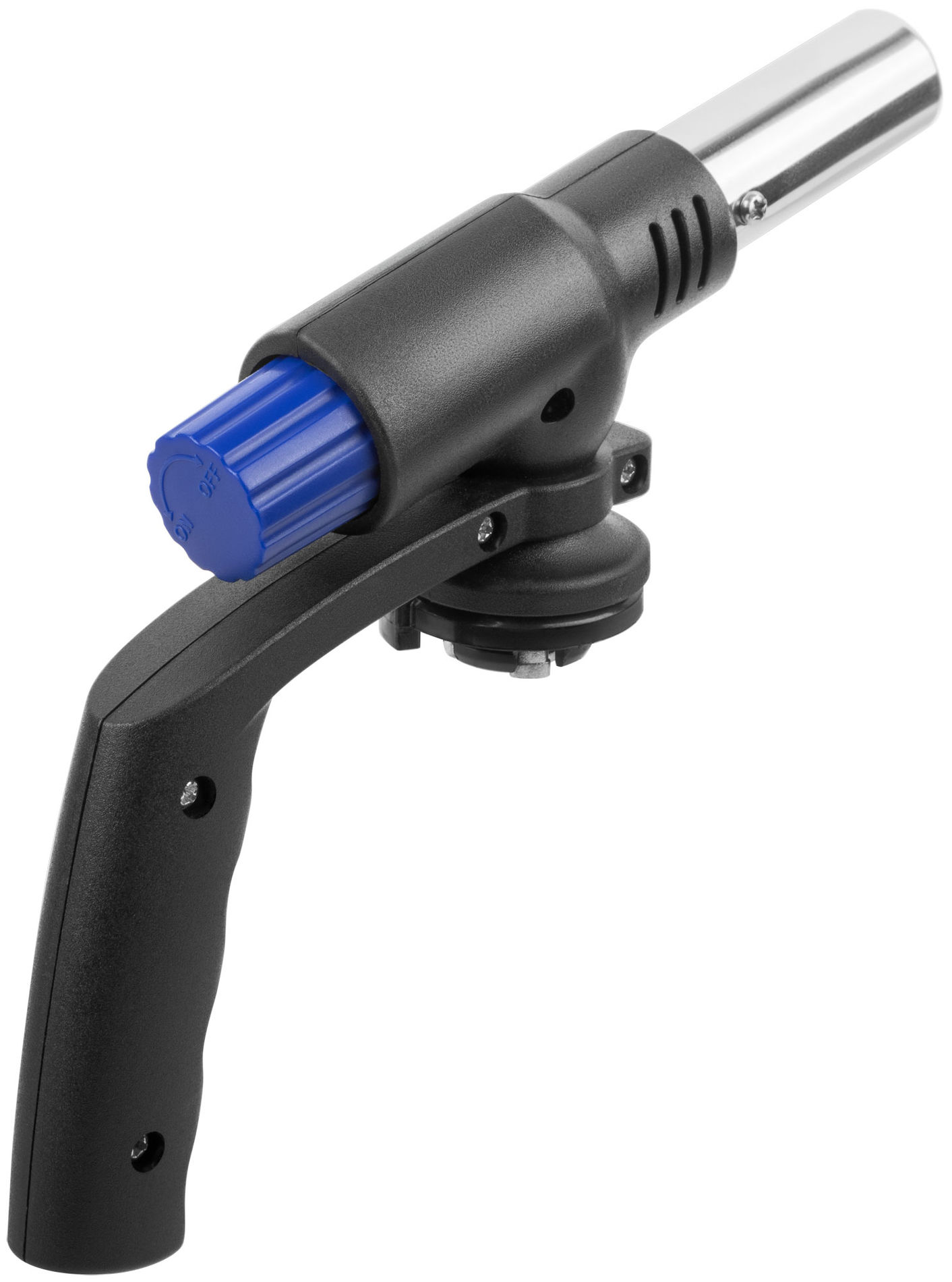 Горелка газовая на цанговый баллон, пласт.корпус с рукоятью, с пьезоподжигом, сопло 22 мм (67658М)