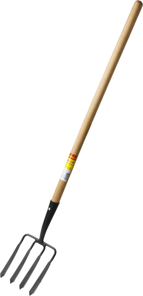 Вилы копальные кованые 180 х 220 х 1300 мм, четырёхрогие, кованные зубья, антикор. покрытие, деревянный черенок высш. сорт GRINDA 39722