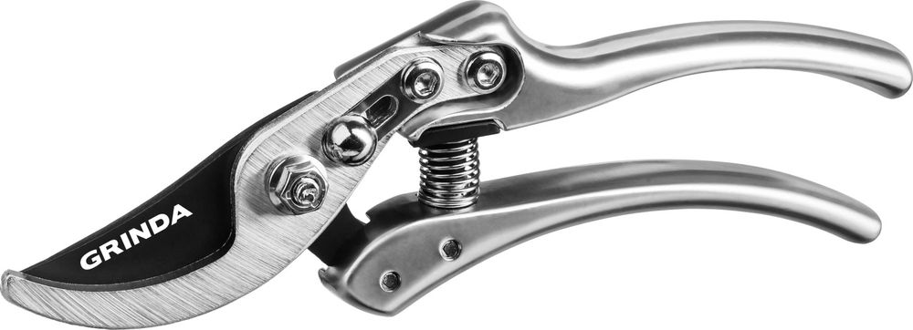 Плоскостной секатор P-21, 210 мм, углеродистая сталь, хромированное покрытие, с алюминиевыми коваными рукоятками, PROLine GRINDA 423421