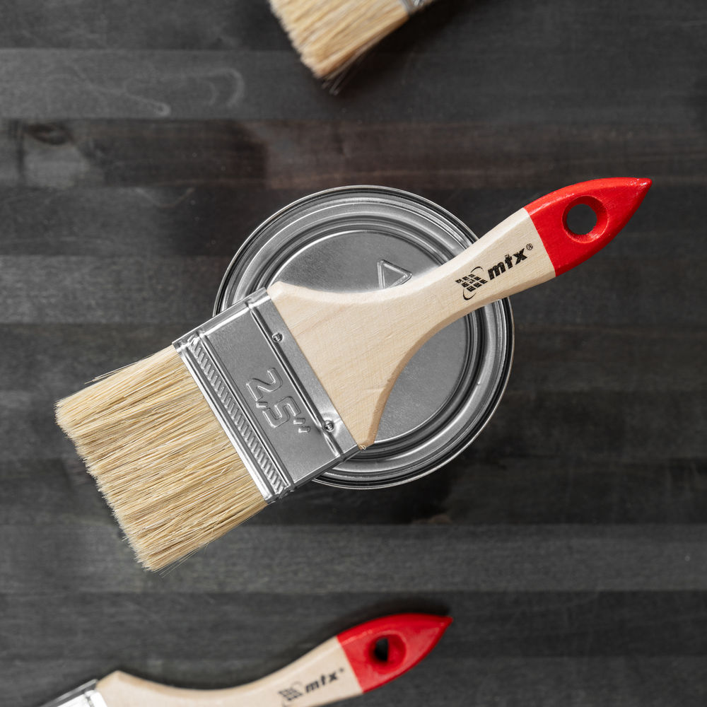 Кисть плоская Стандарт 2.5 (63 мм) натуральная щетина, деревянная ручка MTX (82535)