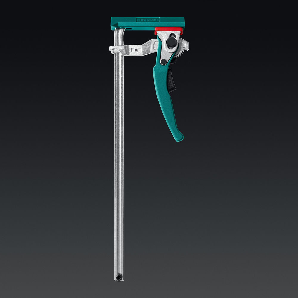 Универсальная цельнокованая рычажная быстрозажимная струбцина KRAFTFLEX KLT-300, 300/60 мм, в T-track KRAFTOOL 32331-300