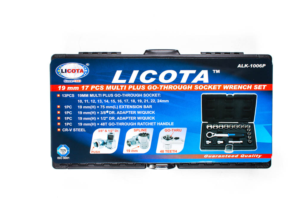 Набор торцевых головок проходных с аксессуарами 19 мм 17пр. Licota ALK-1006P