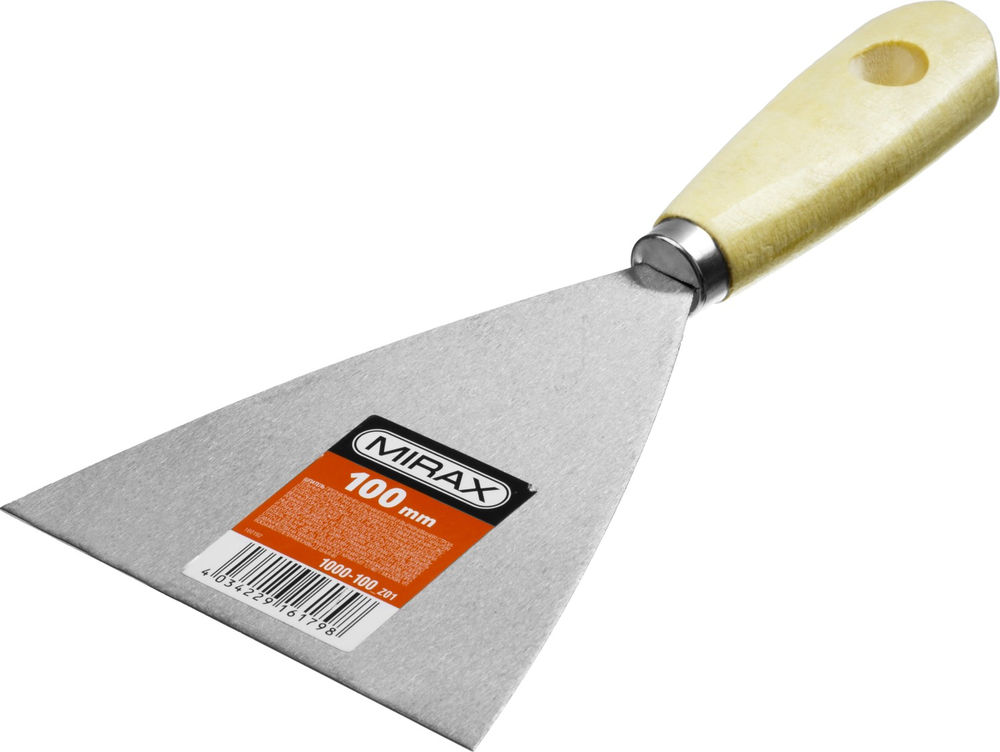 Шпатель 100 мм, деревянная ручка, стальной MIRAX 1000-100_z01