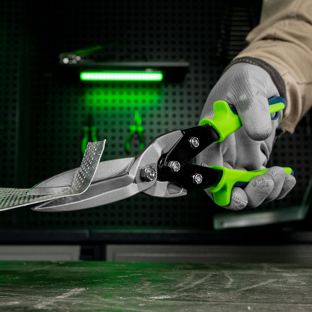 Ножницы по металлу, удлиненные, 285 мм, пряморежущие, двухкомпонентные обрезиненные рукоятки Сибртех (78339)