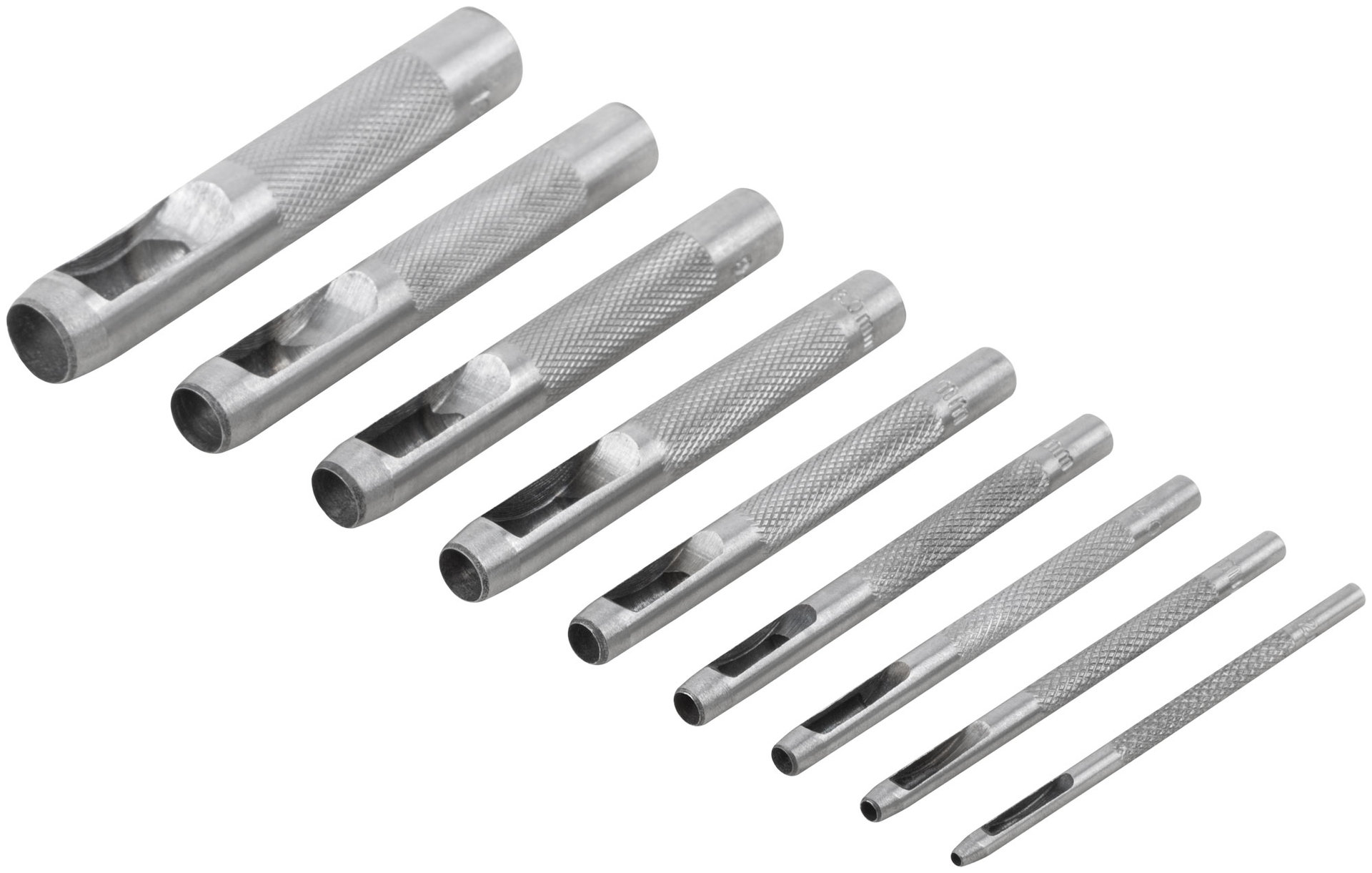 Пробойники для кожи, набор 9 шт. (отверстия 2-3-4-5-6-8-9-10-13 мм ) (67428)