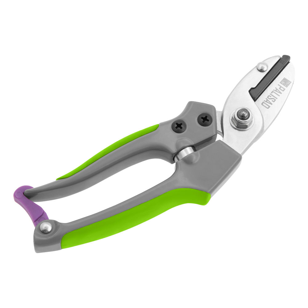 Секатор с наковальней, 170 мм, металлические обрезиненные рукоятки, Palisad (60490)