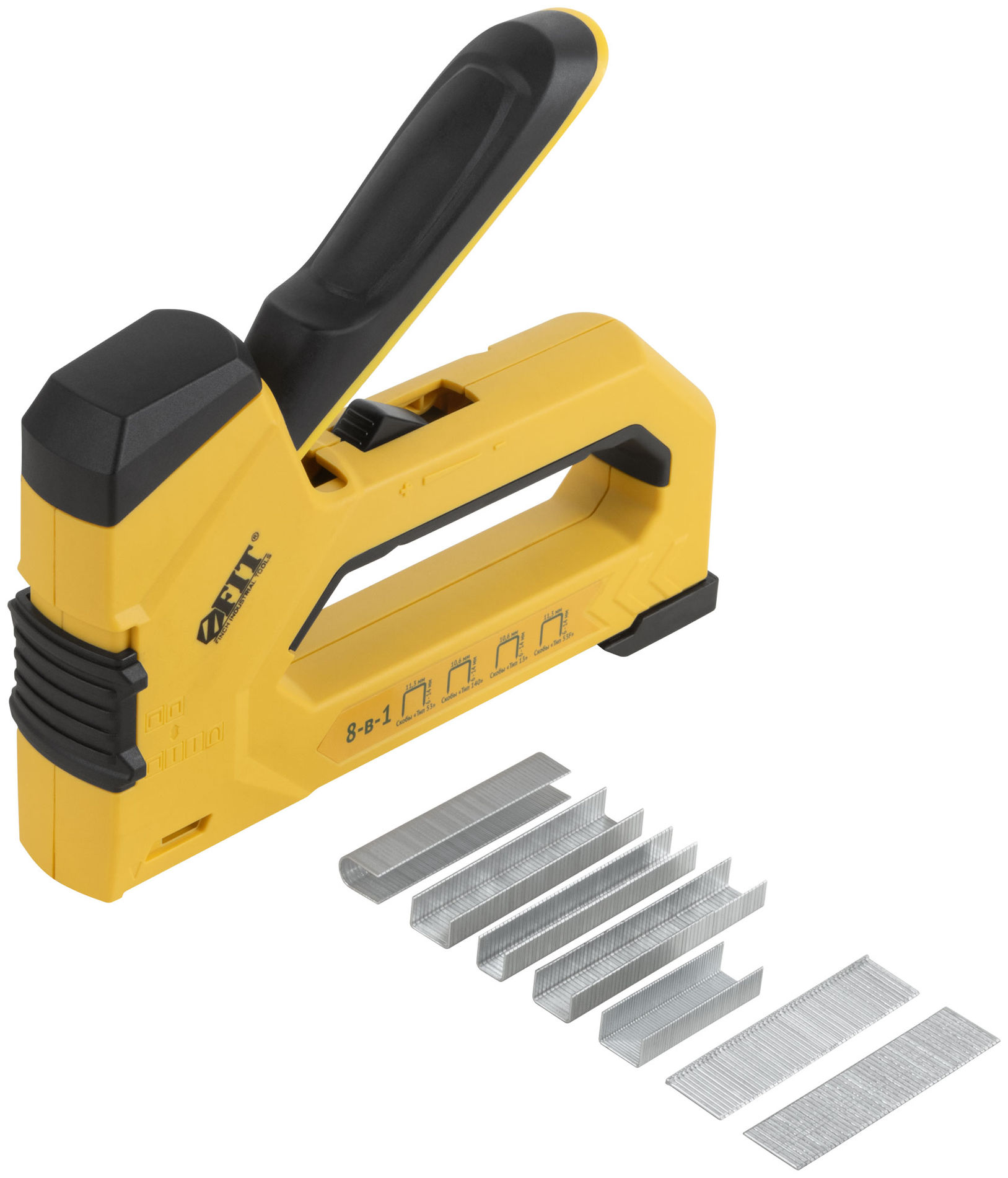 Степлер 8-в-1 для скоб тип 53,тип 53F, тип 140, тип Т20,тип 28, тип 36, тип 300, тип 500 , 4-14 мм, 2-х позиционная регулировка силы у (32164)