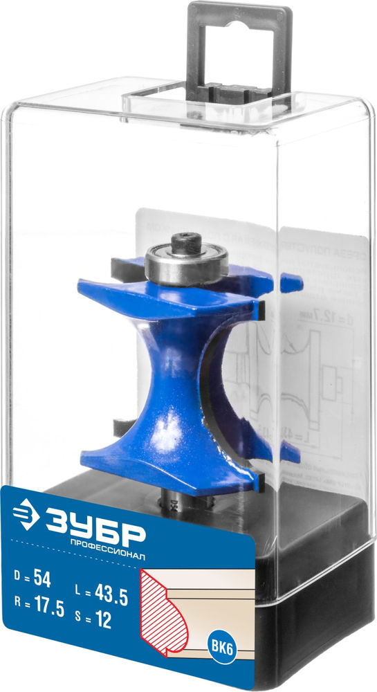 Фреза полустержневая с подшипником 54 x 51 мм, радиус 12.7 мм ЗУБР Профессионал 28722-54