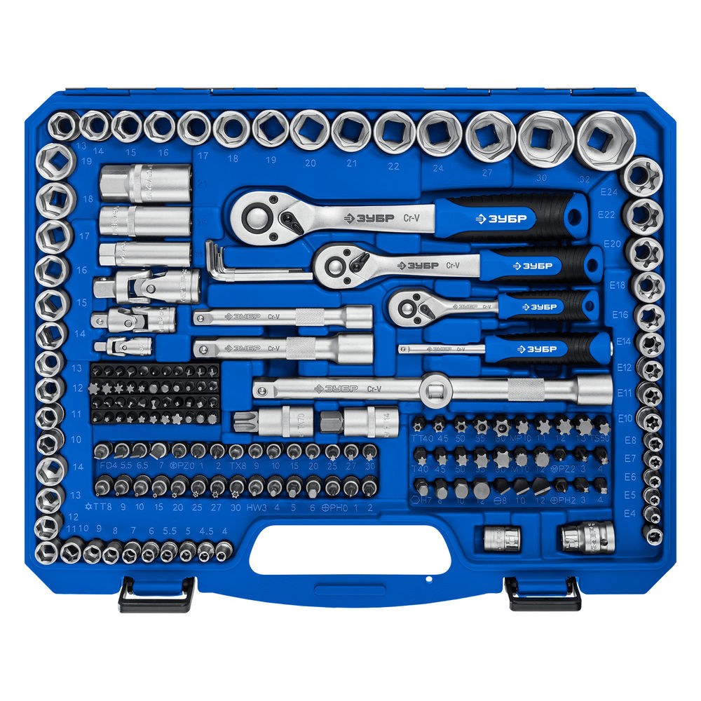 Универсальный набор инструмента 216 предм. А-216 (1/2+ 3/8+ 1/4) Профессионал ЗУБР 27674-H216