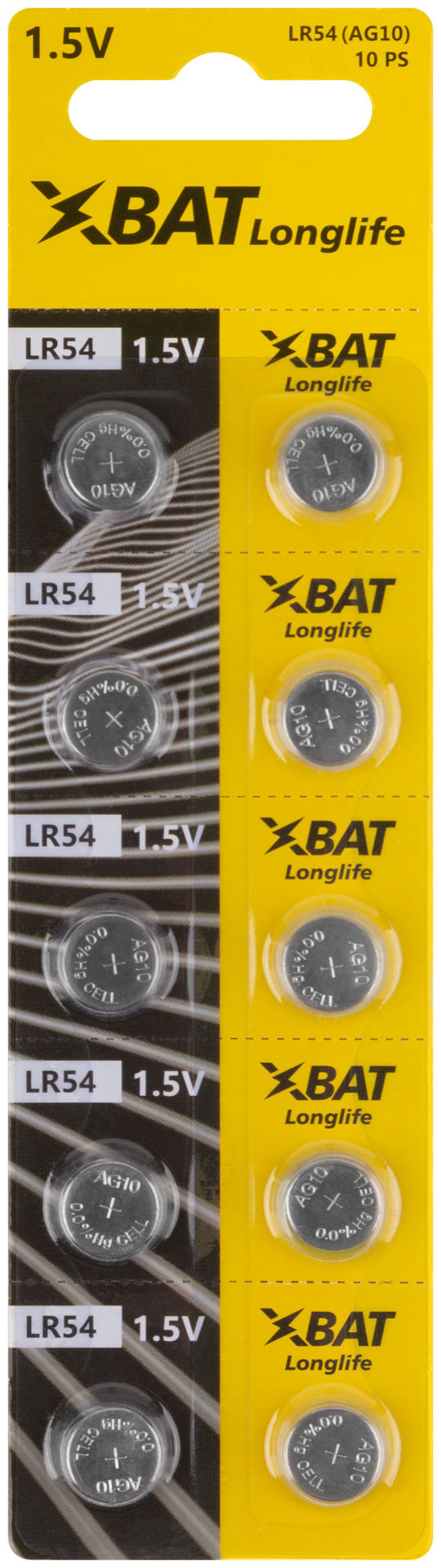 Батарейка щелочная, 1.5 В, тип АG10, 10 шт. (LR54)