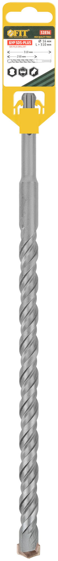 Бур по бетону SDS PLUS, Профи, W-образная вставка, двойная спираль, 16 х 310 мм (32836)