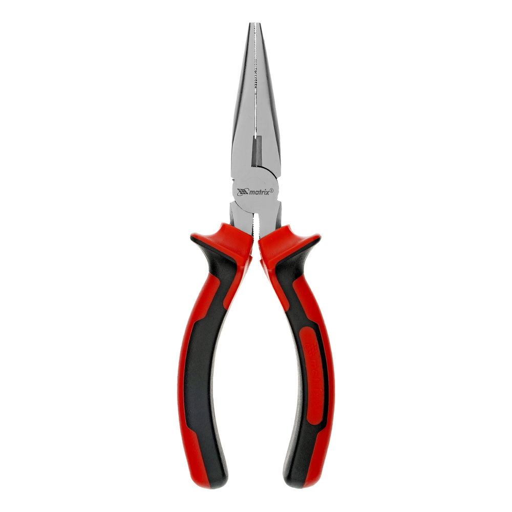 Длинногубцы прямые Nickel, 160 мм, никелированные, двухкомпонентные рукоятки Matrix (17164)