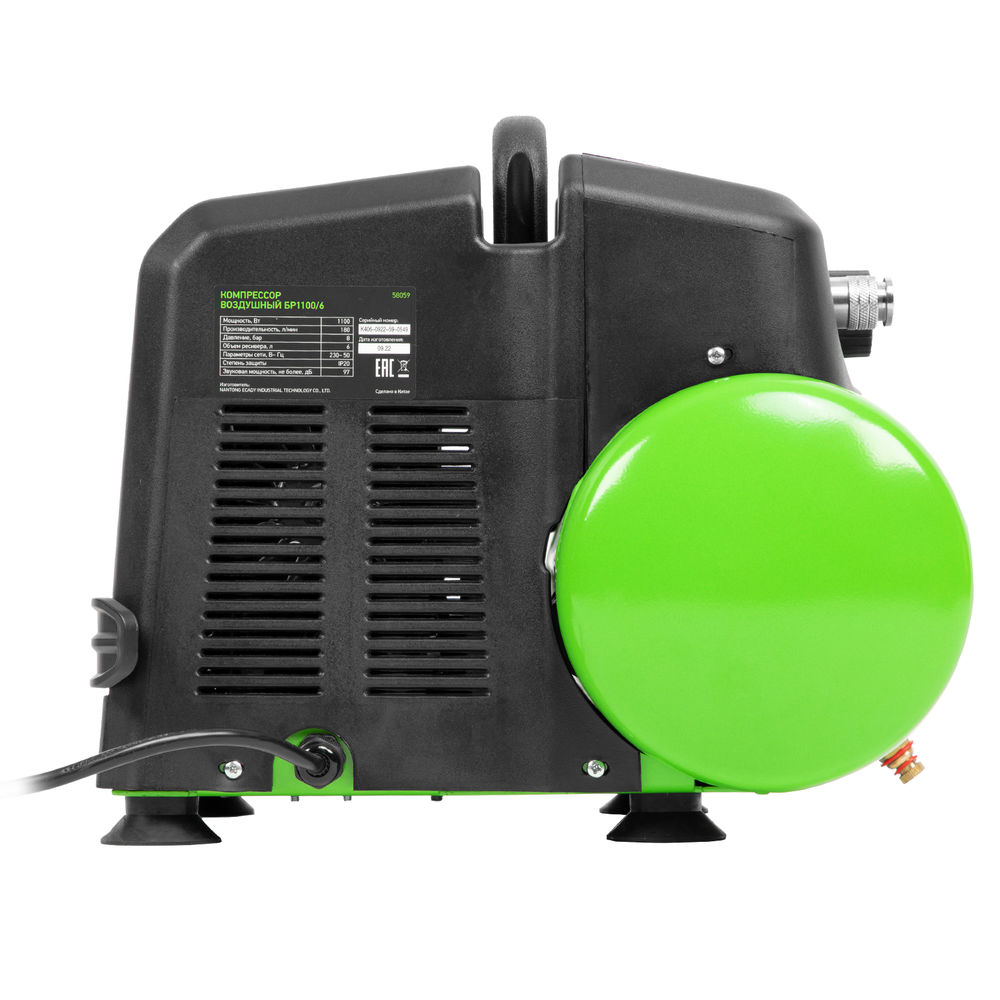 Компрессор воздушный безмаслянный BL 1100/6 1100Вт, ресивер 6 литров, 180 л/мин Сибртех (58059)