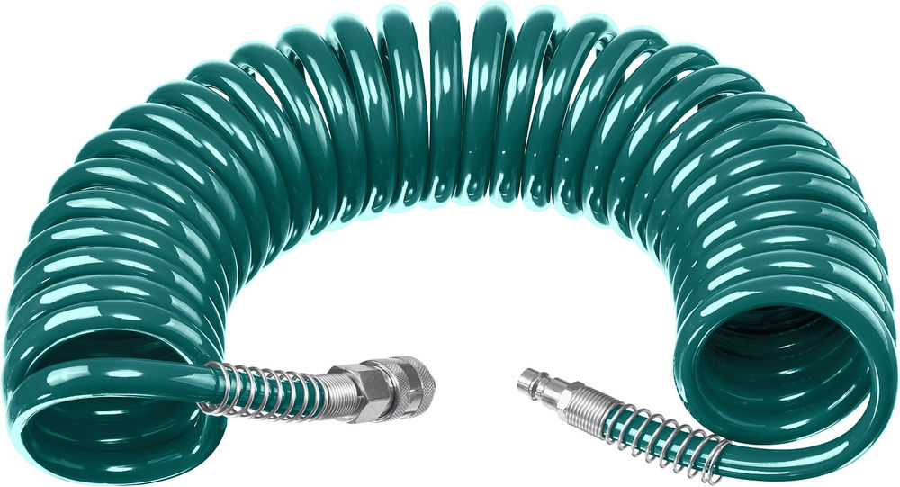 Воздушный спиральный шланг с фитингами рапид, 10 м, 8 х 12 мм, 15 бар KRAFTOOL 06590-10