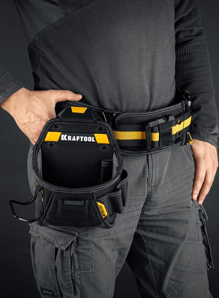 Сумка поясная 240 х 250 мм с быстросъёмным креплением FastClip KP-6 KRAFTOOL 38775