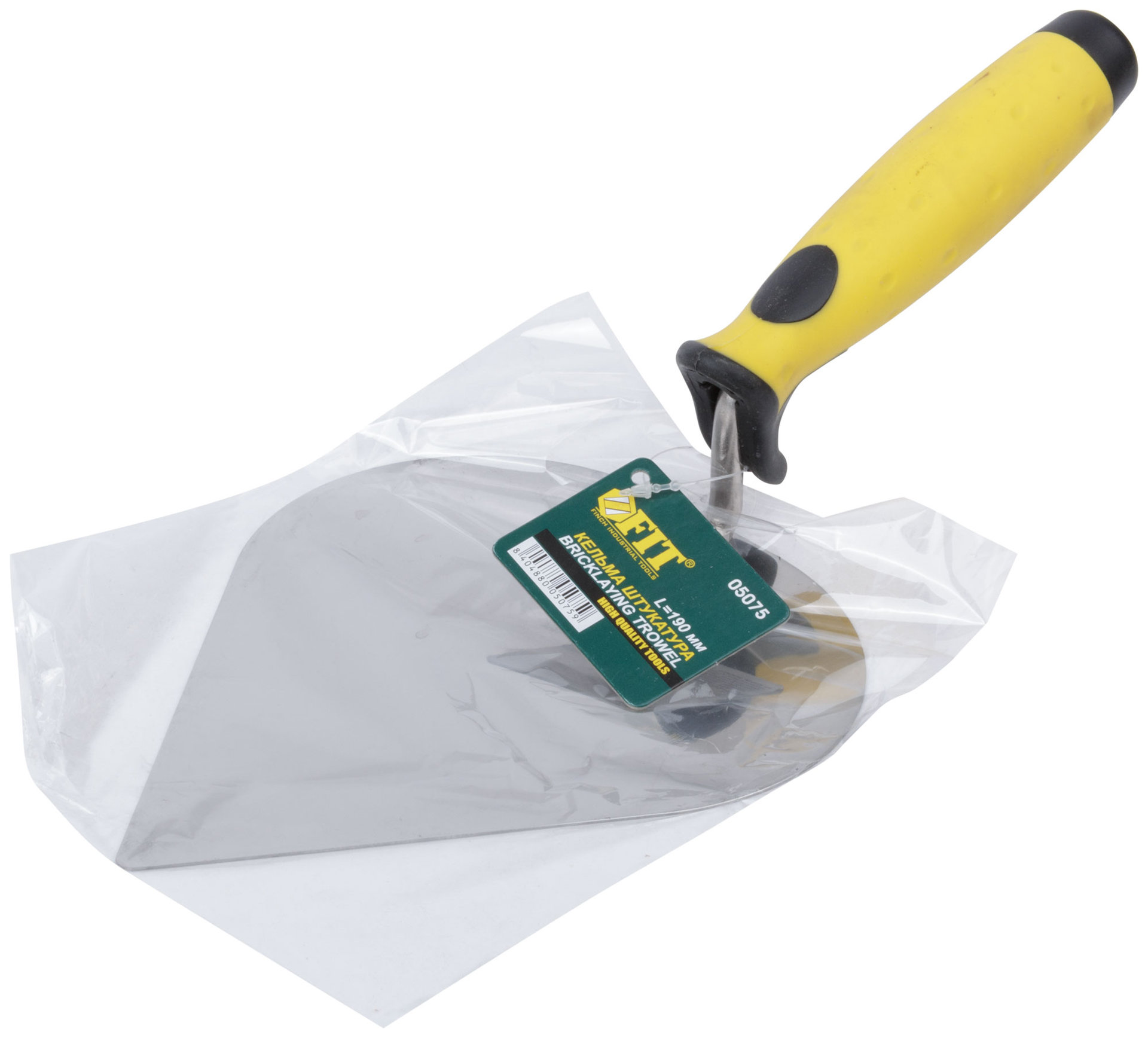 Мастерок нержавеющий, мягкая ручка, Профи, штукатура 190 мм (05075)