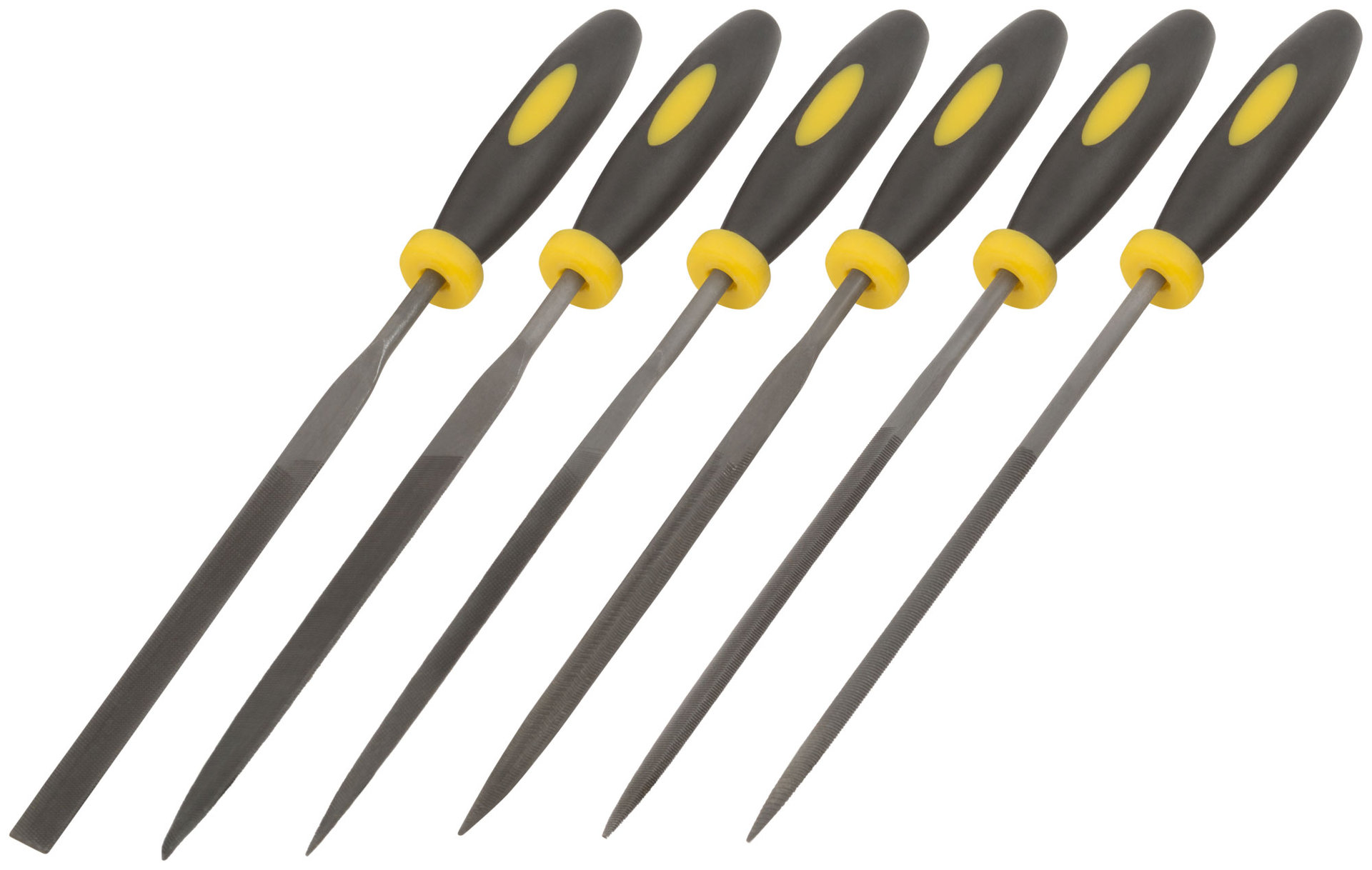 Надфили, прорезиненная ручка, 3х150/70 мм, 6 шт. (42172)