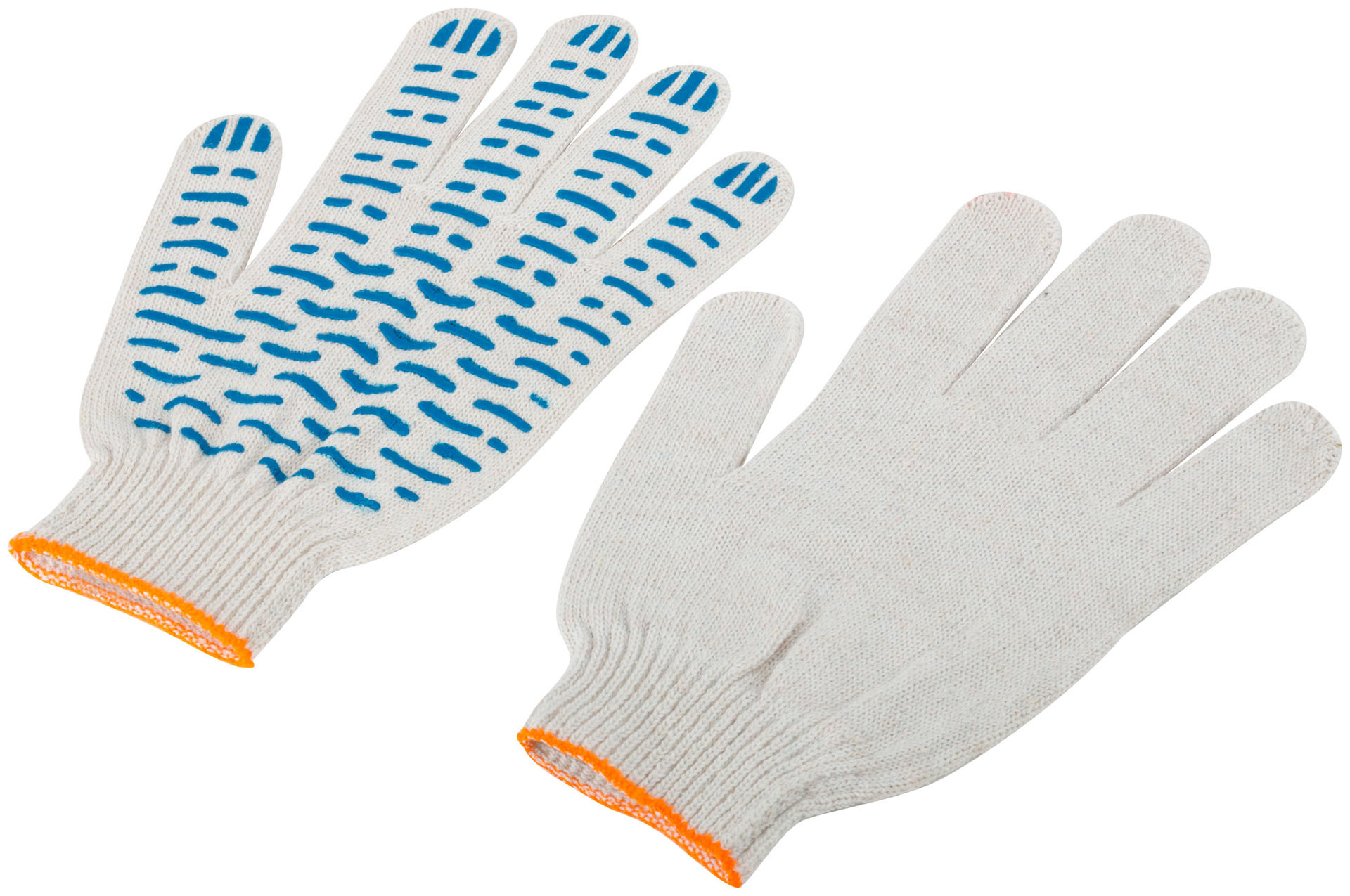 Перчатки вязаные (4 нити), х/б c ПВХ, 10 класс вязки, Волна (12491)