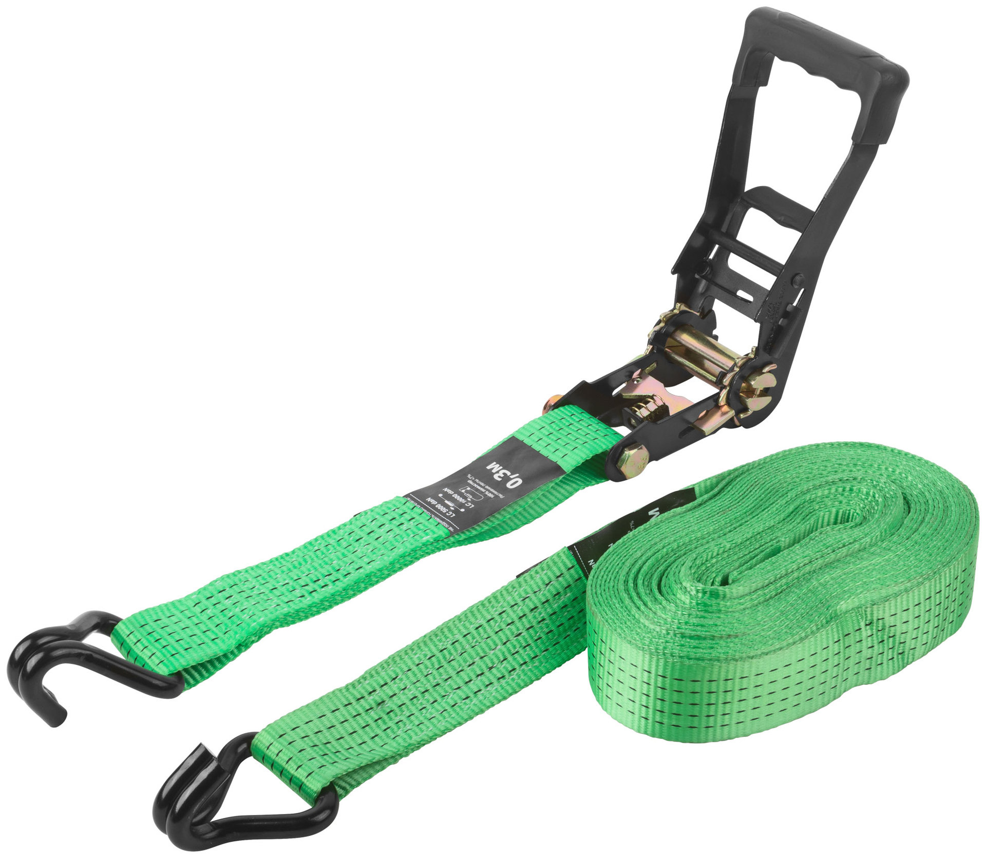 Ремень для крепления груза, храповый механизм 230 мм, полиэфирная лента 50 мм x 12 м, 5000 / 10000 кг (64930)