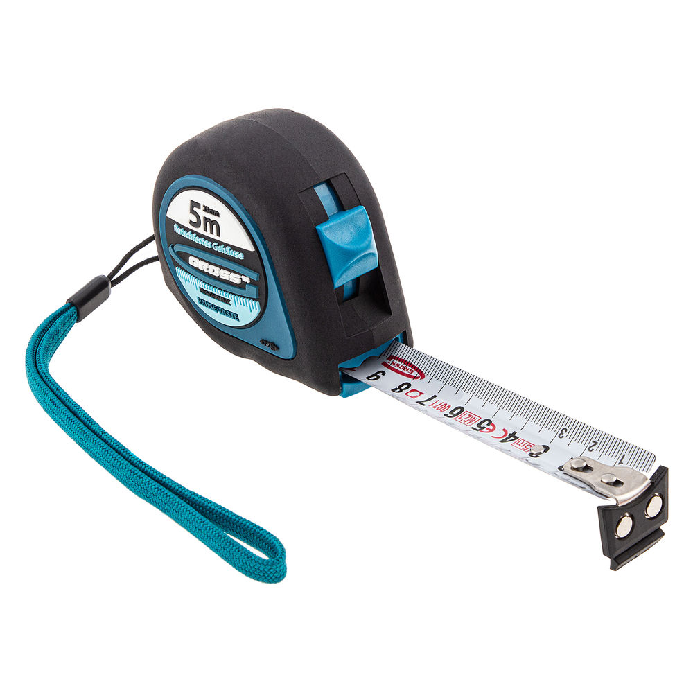 Рулетка Ergonomisch,5 м x 25 мм,магнитный обрезиненный зацеп Gross