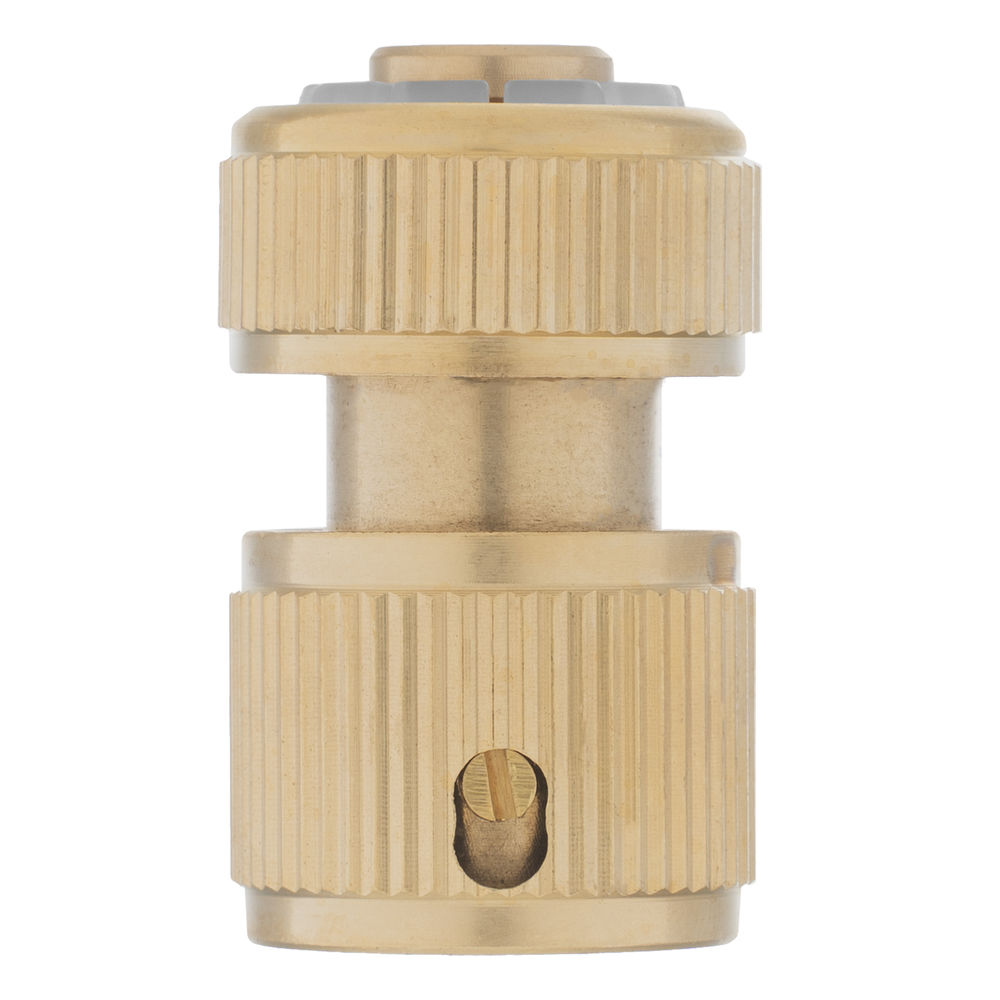 Соединитель латунный, быстросъемный для шланга 1/2, аквастоп Palisad (66240)