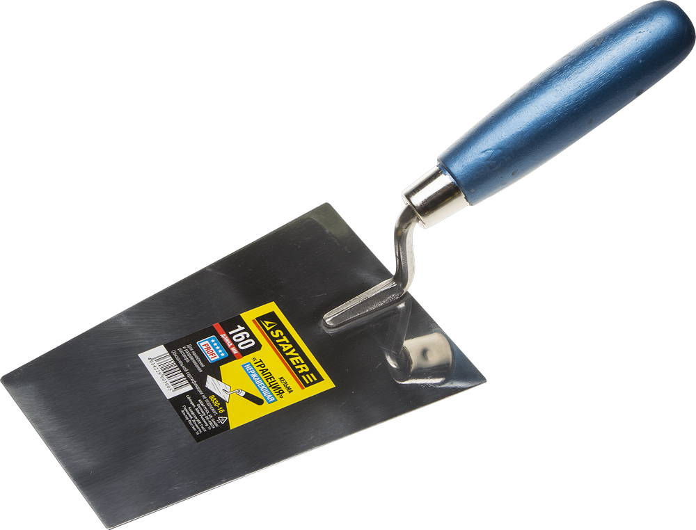 Кельма трапеция 160 мм, нержавеющее полотно, деревянная рукоятка Professional STAYER 0830-16