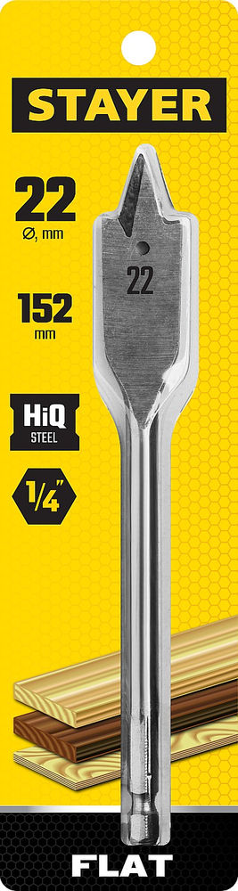 Сверло по дереву перовое 22 x 152 мм Flat STAYER 2950-22