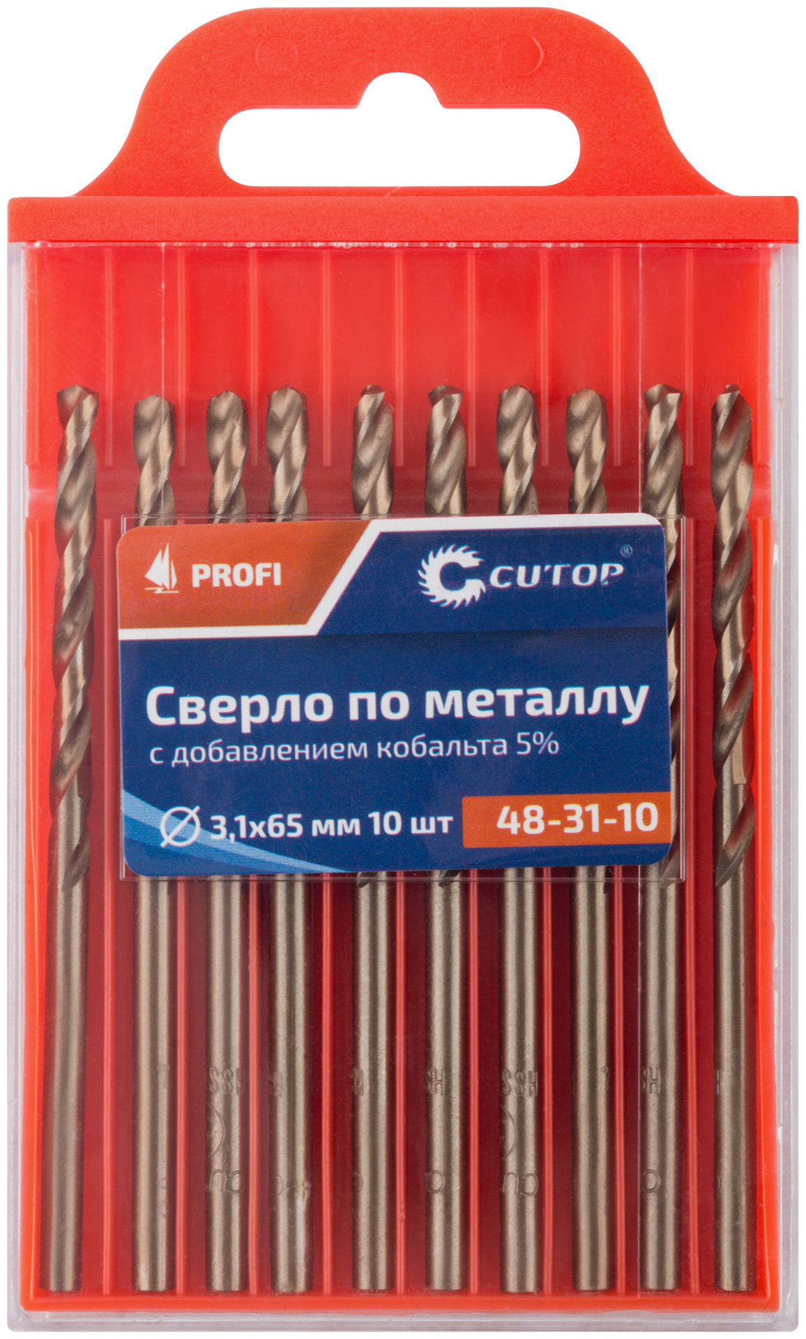 Сверло по металлу Cutop Profi с кобальтом 5%, 3,1 x 65 мм (10 шт) (48-31-10)