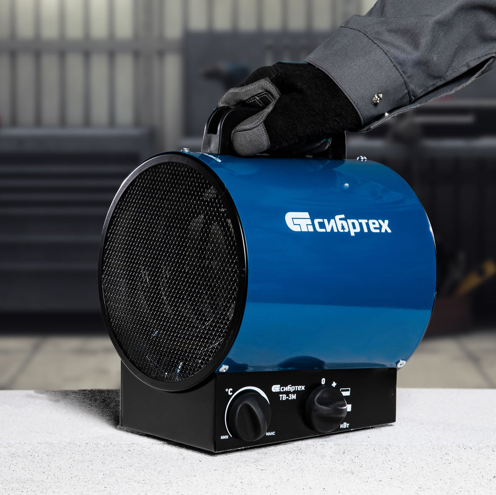 Тепловая пушка ТВ-3М (тепловентилятор), 230 В, 3 режима: вентилятор/1500 Вт /3000 Вт Сибртех (96437)