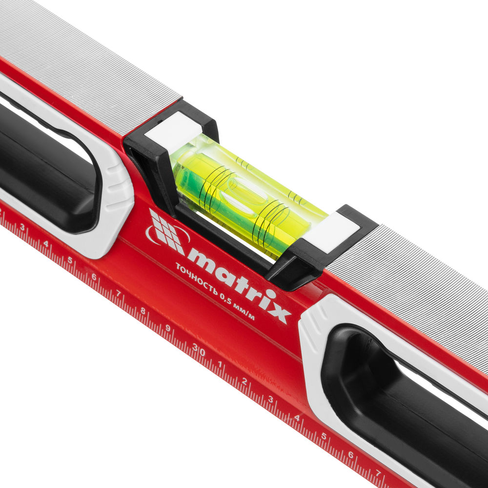 Уровень алюминиевый, магнит, фрезерованный, 3 глазка (1 зеркальный) двухкомпонентные рукоятки, 600 мм Matrix (34731)