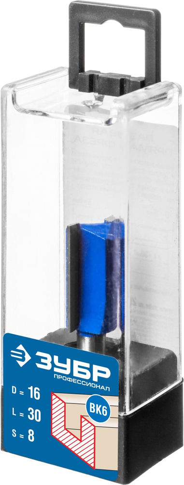 Фреза пазовая прямая 16?30 мм хвостовик 8 мм ЗУБР Профессионал 28753-16-30