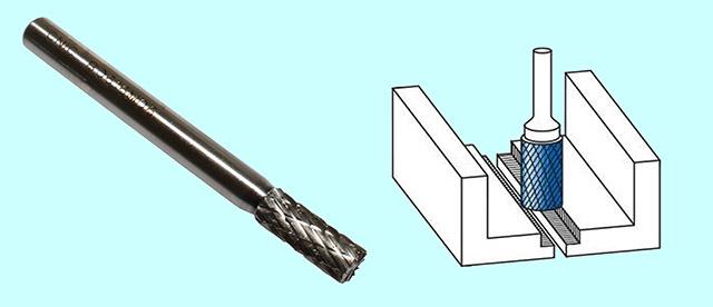 Борфреза цилиндрическая d 6х16х6х65 Р6М5 Х-образн. насечка CNIC (В06 16М06) с заточ.торцем