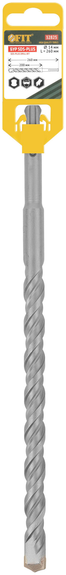 Бур по бетону SDS PLUS, Профи, W-образная вставка, двойная спираль, 14 х 260 мм (32825)