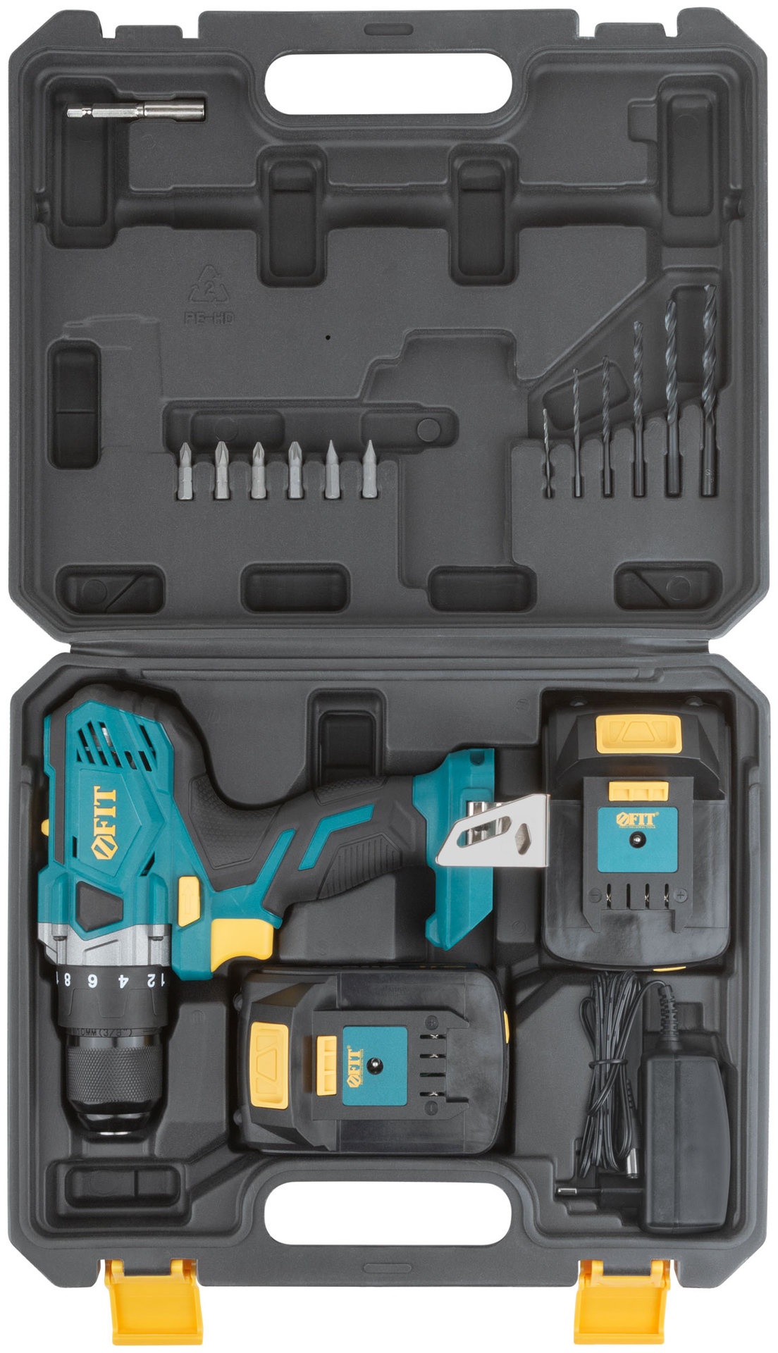 Дрель-Шуруповерт акк. 20 В; 0-400/1400 об/мин; 40 Нм; 2 (Li-Ion) 2,0 Ач; 1,25 ч.; рез. накл.; кейс (79901)