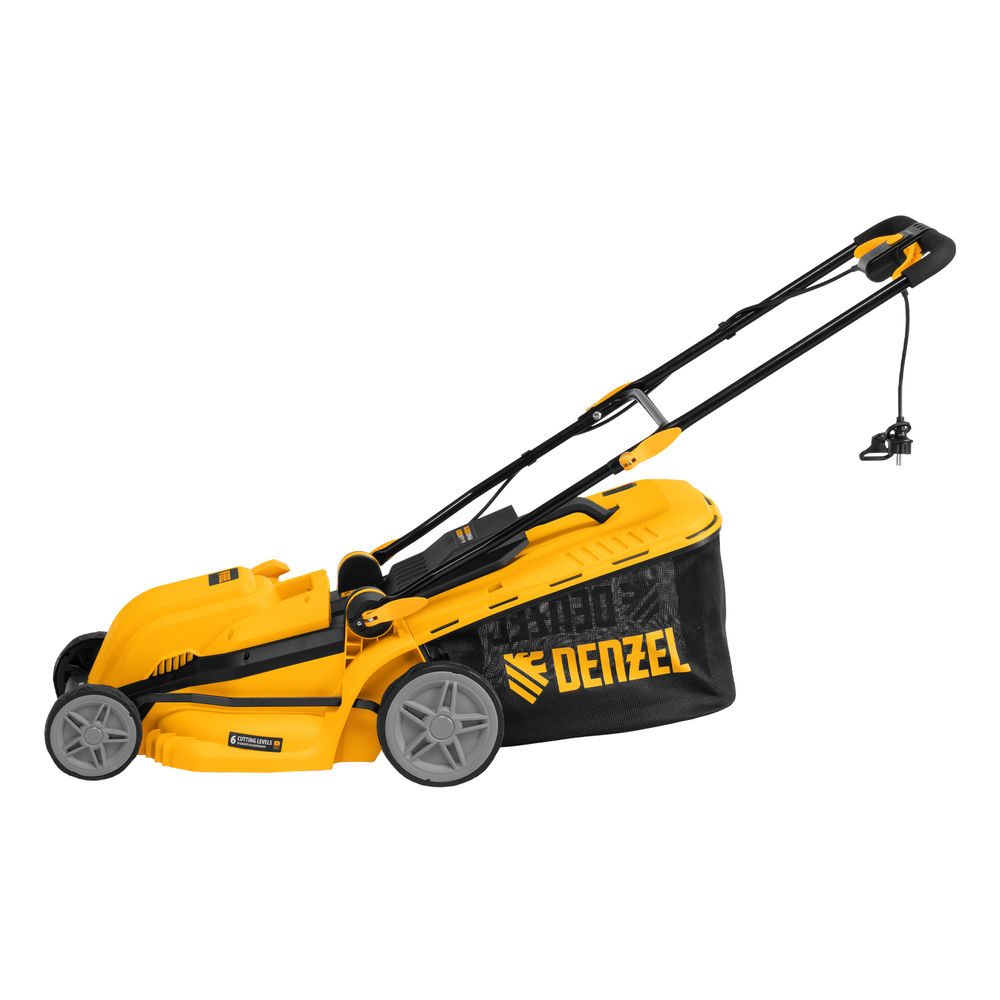 Газонокосилка электрическая GMC-1800, шир. 38см, 1800 Вт, 6 уров., травосб. 35 л Denzel (96629)