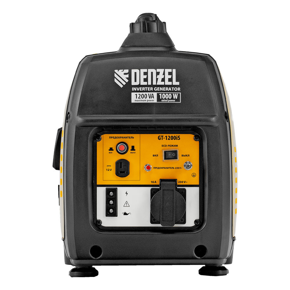 Генератор инверторный GT-1200iS, 1.2 кВт, 230 В, бак 2.4 л, закрытый корпус, ручной старт Denzel (94701)