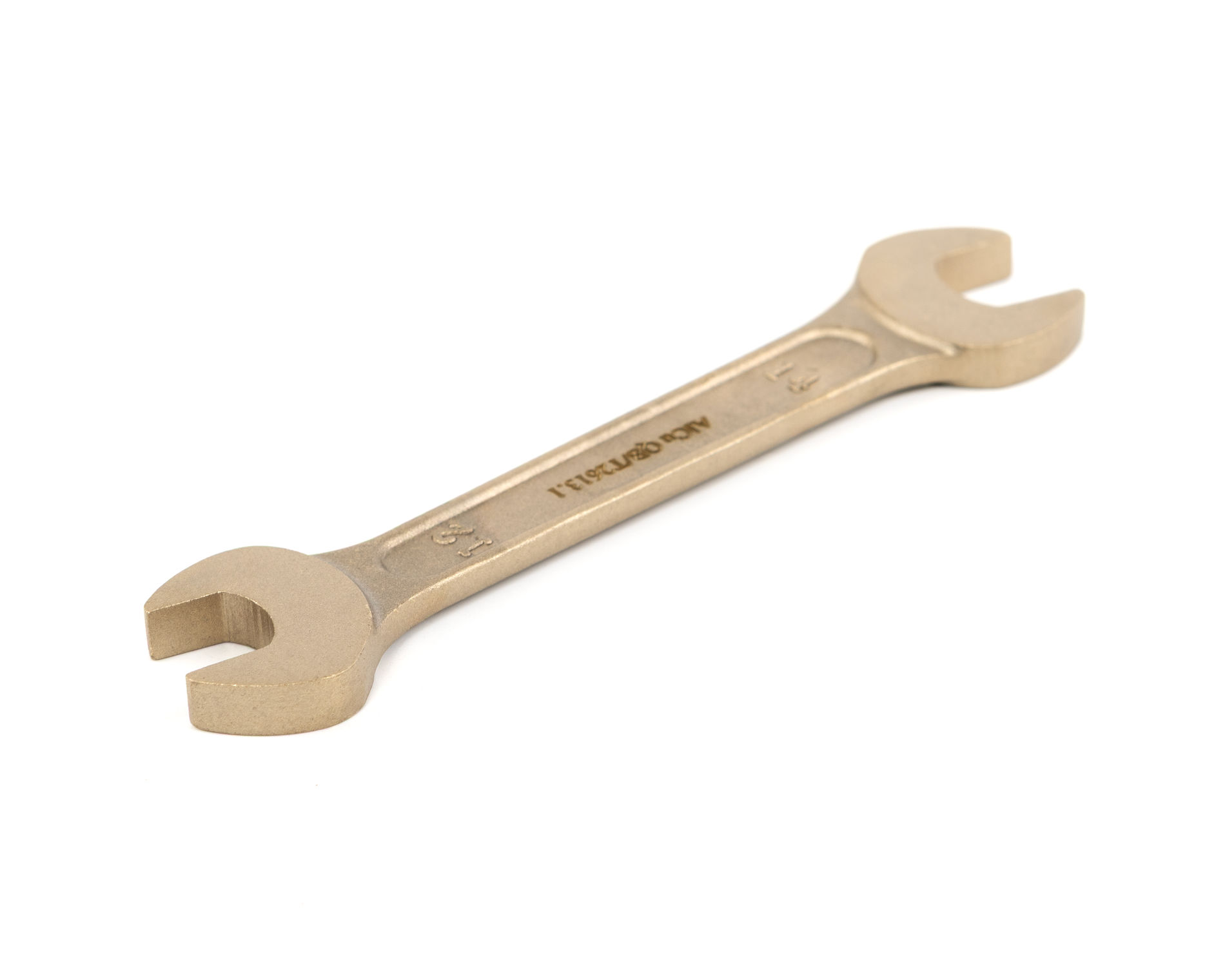 Ключ гаечный рожковый двусторонний 12х14 искробезопасный сплав AlCu 146-1214, HORTZ