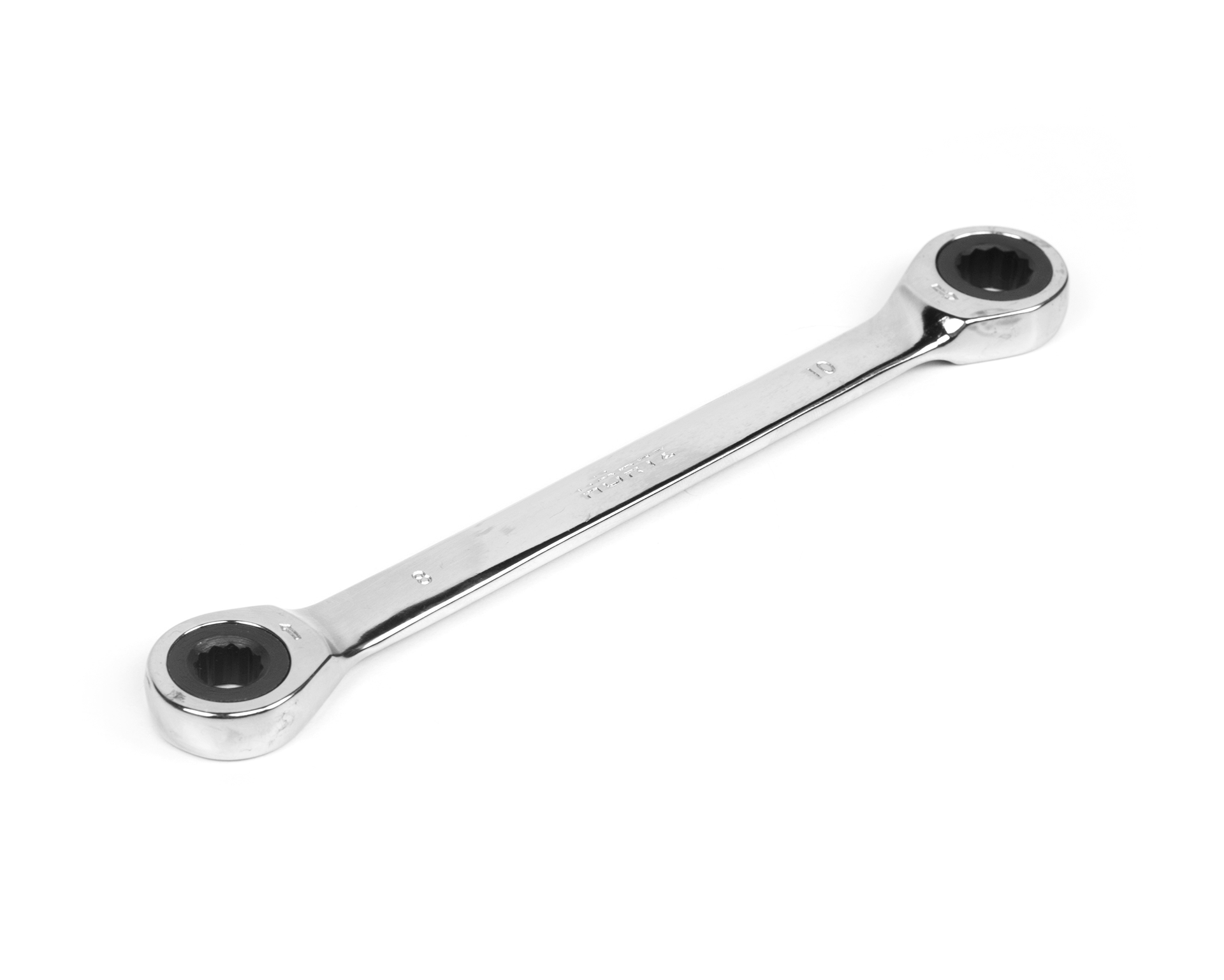 Ключ накидной двусторонний 8х10 мм трещоточный хромирование HORTZ