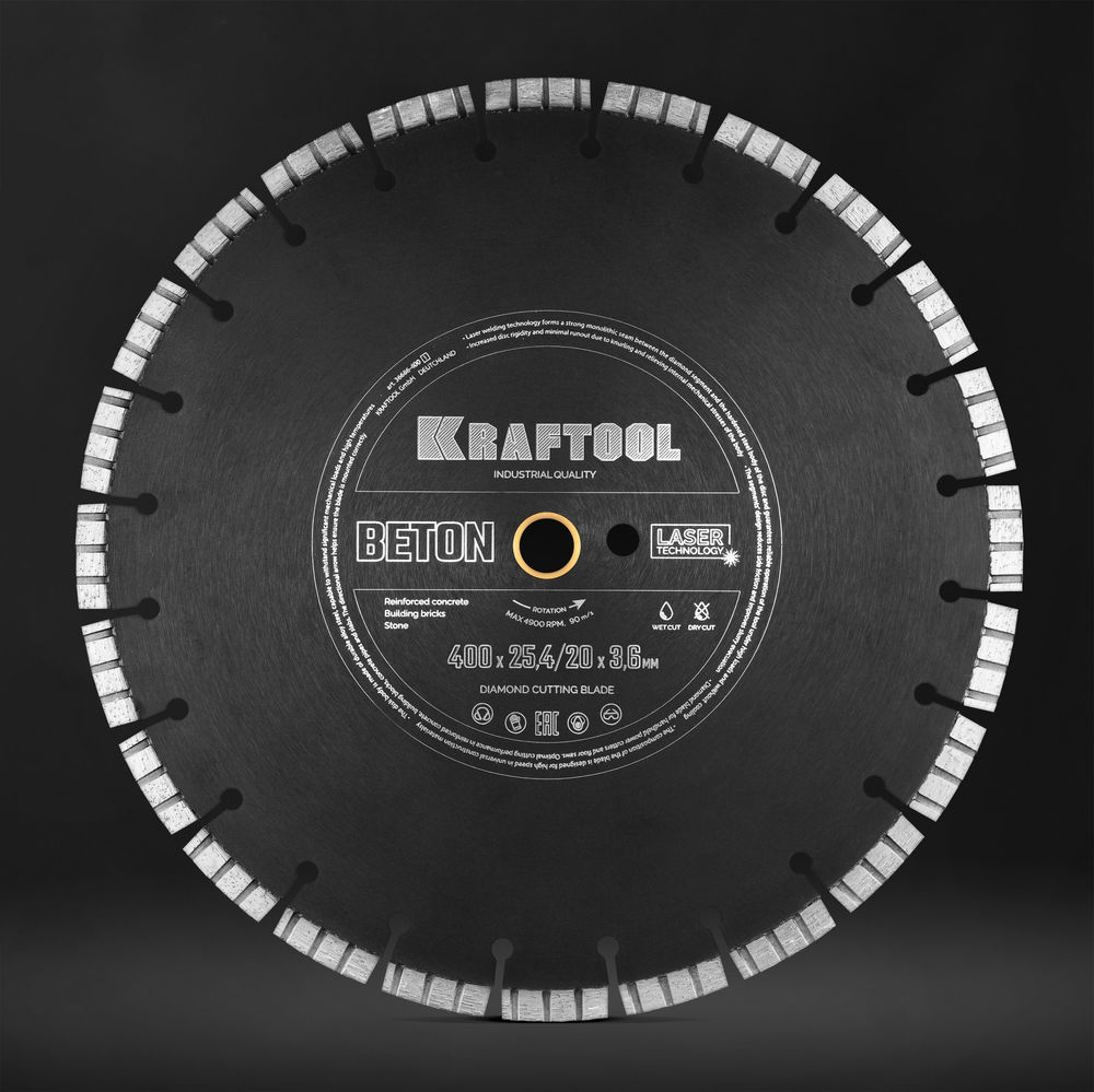 Алмазный диск BETON, 400 мм (25.4/20 мм, 12?3.6 мм) KRAFTOOL 36686-400_z01