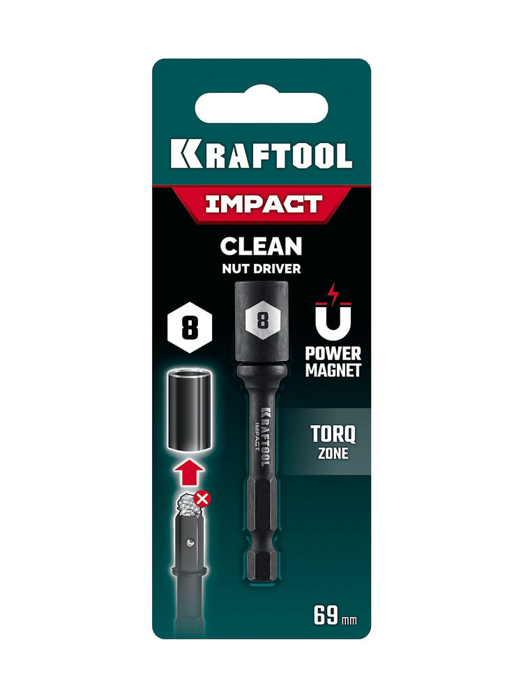 Бита с торцовой головкой CLEAN “Nut driver”, 8 мм KRAFTOOL 26371-08