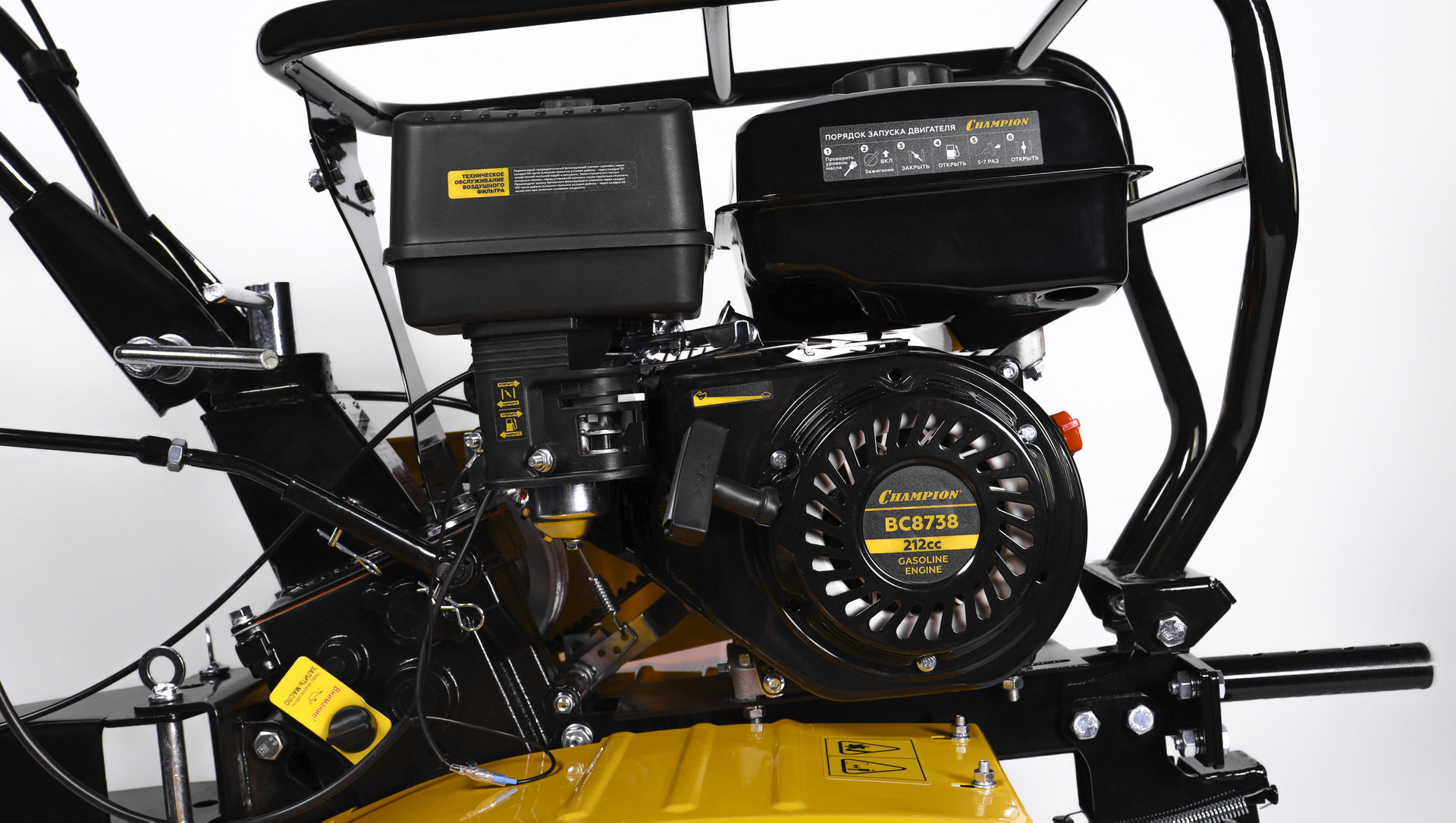 Мотоблок Champion BC8738 (7лс 3F/1R 81см 35см 6л 84кг, колеса 19х7.00-8 шкив) (BC8738)