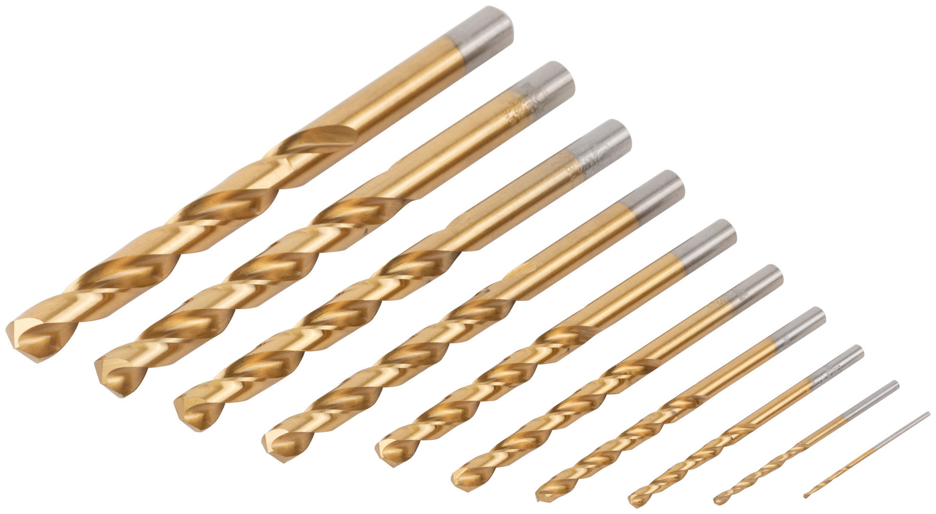 Набор сверл по металлу HSS шлифованные, титановое покрытие, угол заточки 135°, пласт. кейс, 10 шт. (1-2-3-4-5-6-7-8-9-10 мм) (35733М)