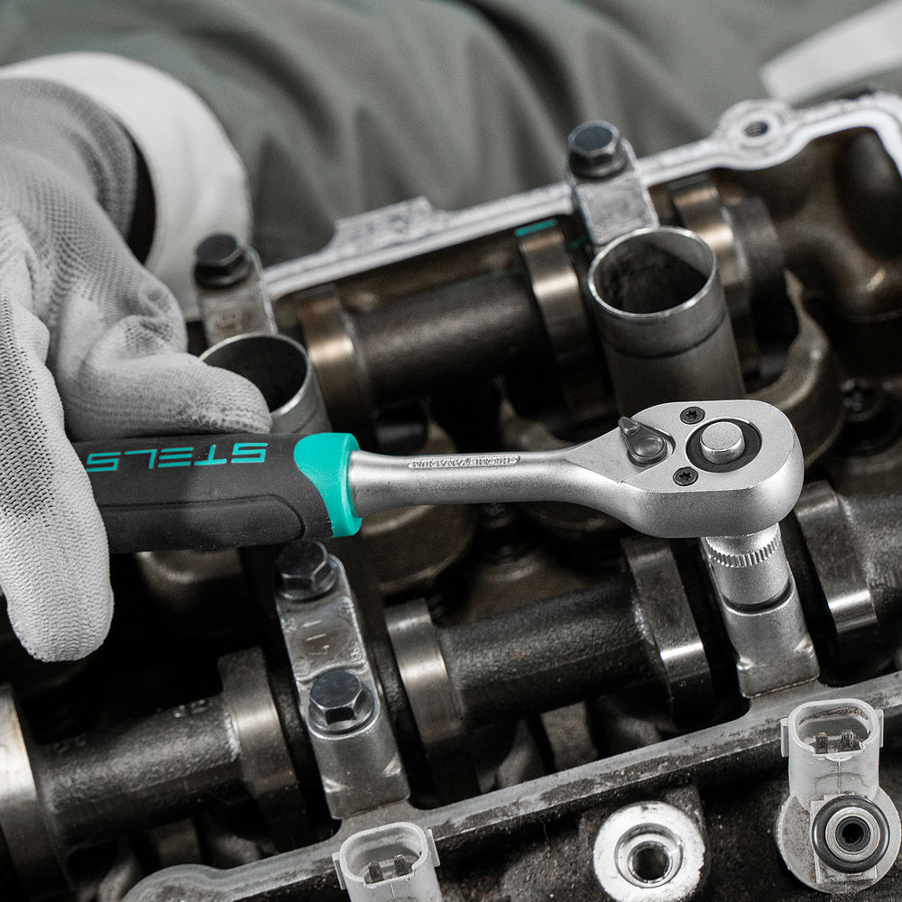 Набор торцевых головок, 1/4, головки 4 - 13 мм, с трещот. ключом, CrV,11 предметов Stels