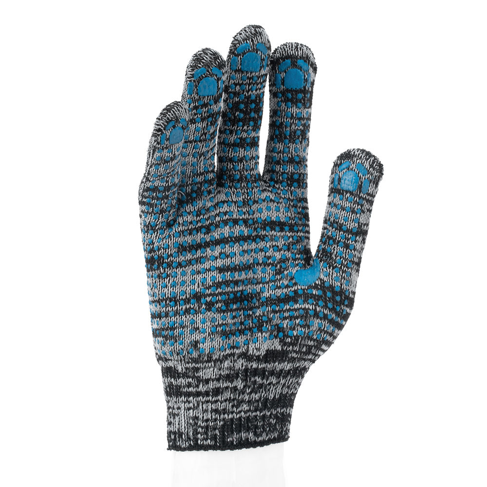 Перчатки х/б, меланж, ПВХ покрытие, Точка, 10 класс (67789)