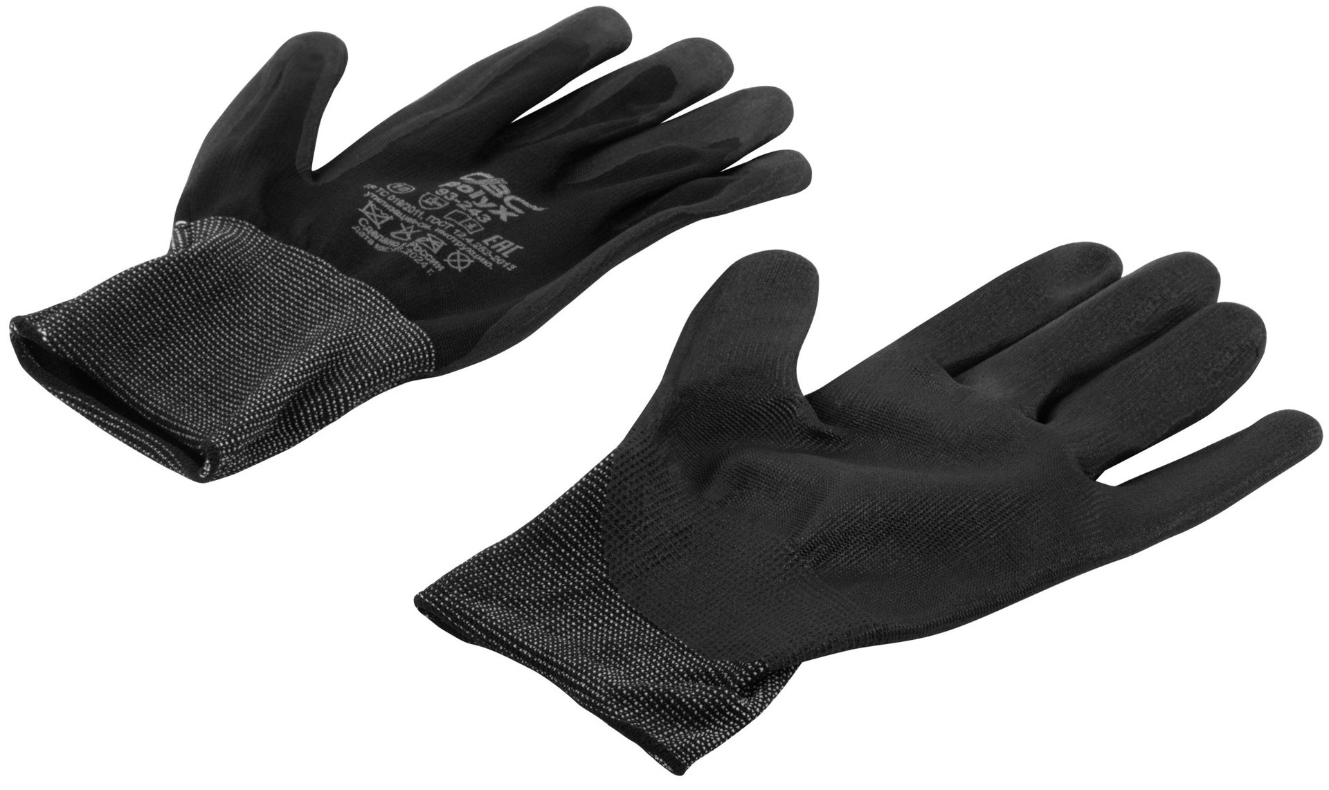 Перчатки трикотажные с ПУ покрытием для точных работ (12477)